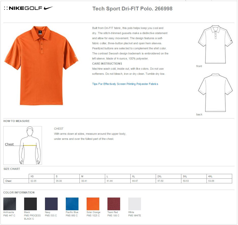 Nike Golf 266998 Specs