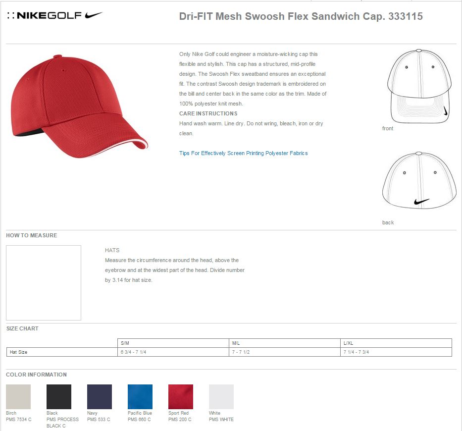 Nike Golf 333115 Specs