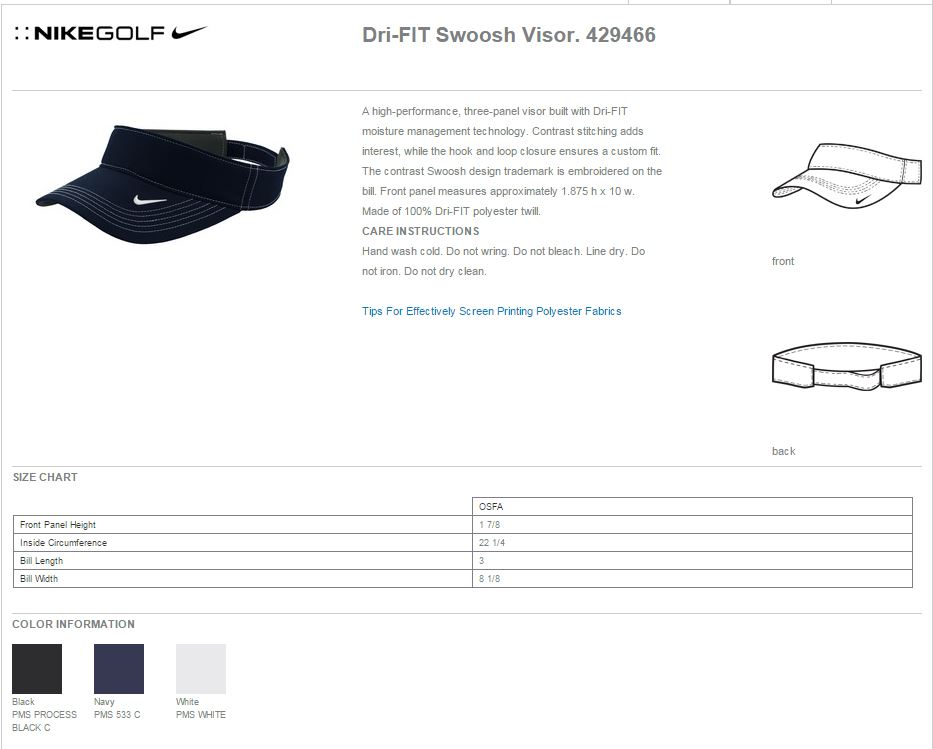 Nike Golf 429466 Specs