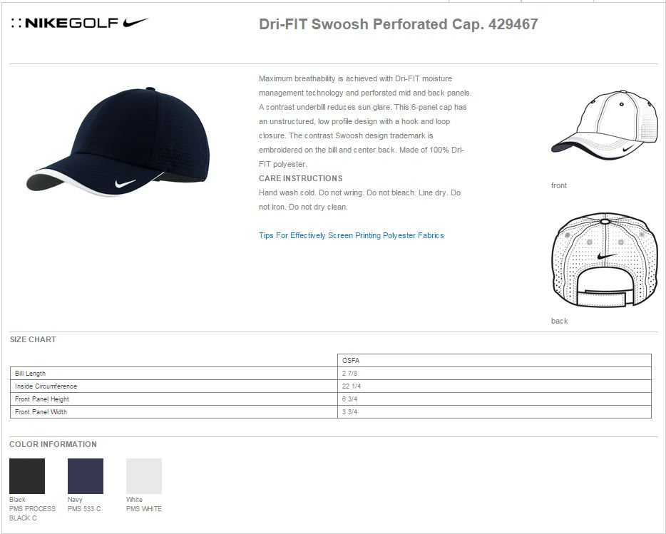 Nike Golf 429467 Specs