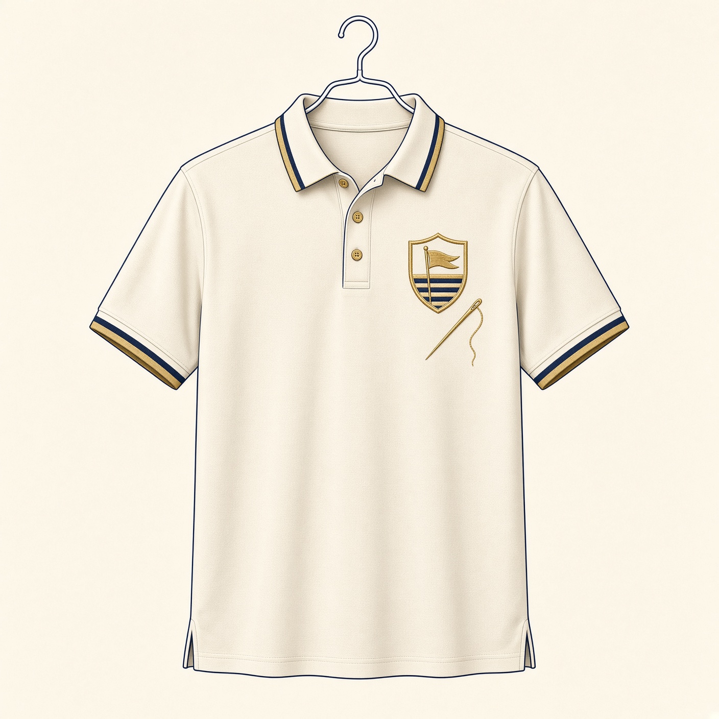 Embroidered polo and needle