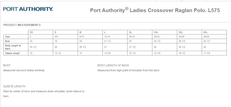 Port Authority K575 Size Chart