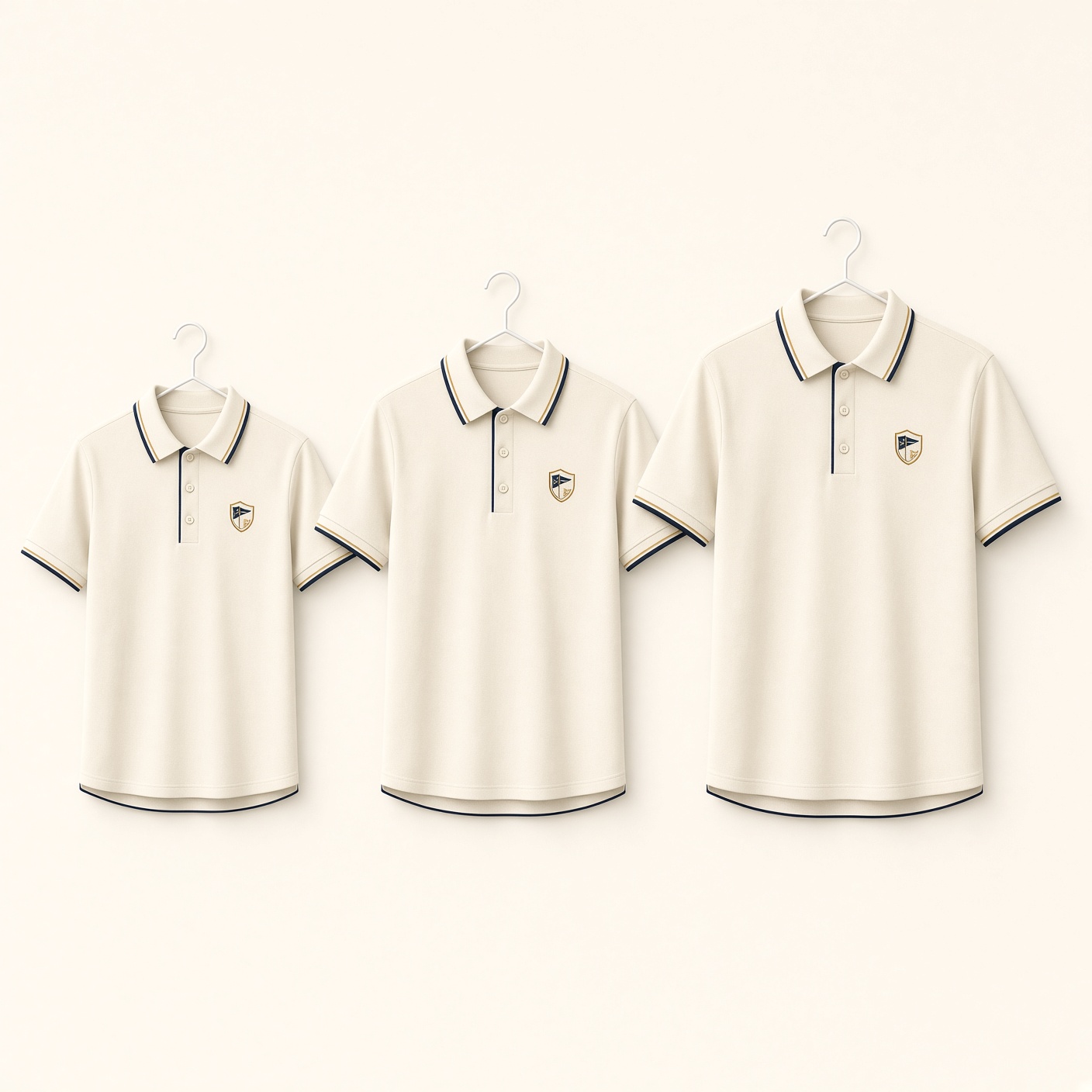 Three polo sizes