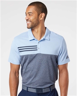 Adidas Golf A508 Heather Colorblock 3-Stripes Polo Shirts