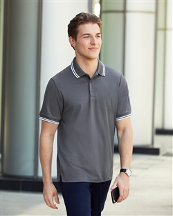 Devon & Jones DG20C CrownLux Performance™ Men's Plaited Tipping Polo Shirts. Embroidery available. Quantity Discounts. Same Day Shipping available on Blanks. No Minimum Purchase Required.