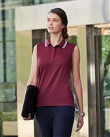 Devon & Jones DG20SW CrownLux Performance™ Women's Plaited Tipped Sleeveless Polo Shirts. Embroidery available. Quantity Discounts. Same Day Shipping available on Blanks. No Minimum Purchase Required.