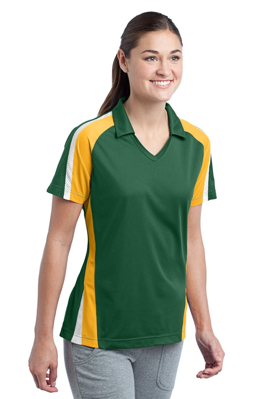 Sport-Tek LST654 Womens Tricolor Micropique Sport-Wick Polo Shirts