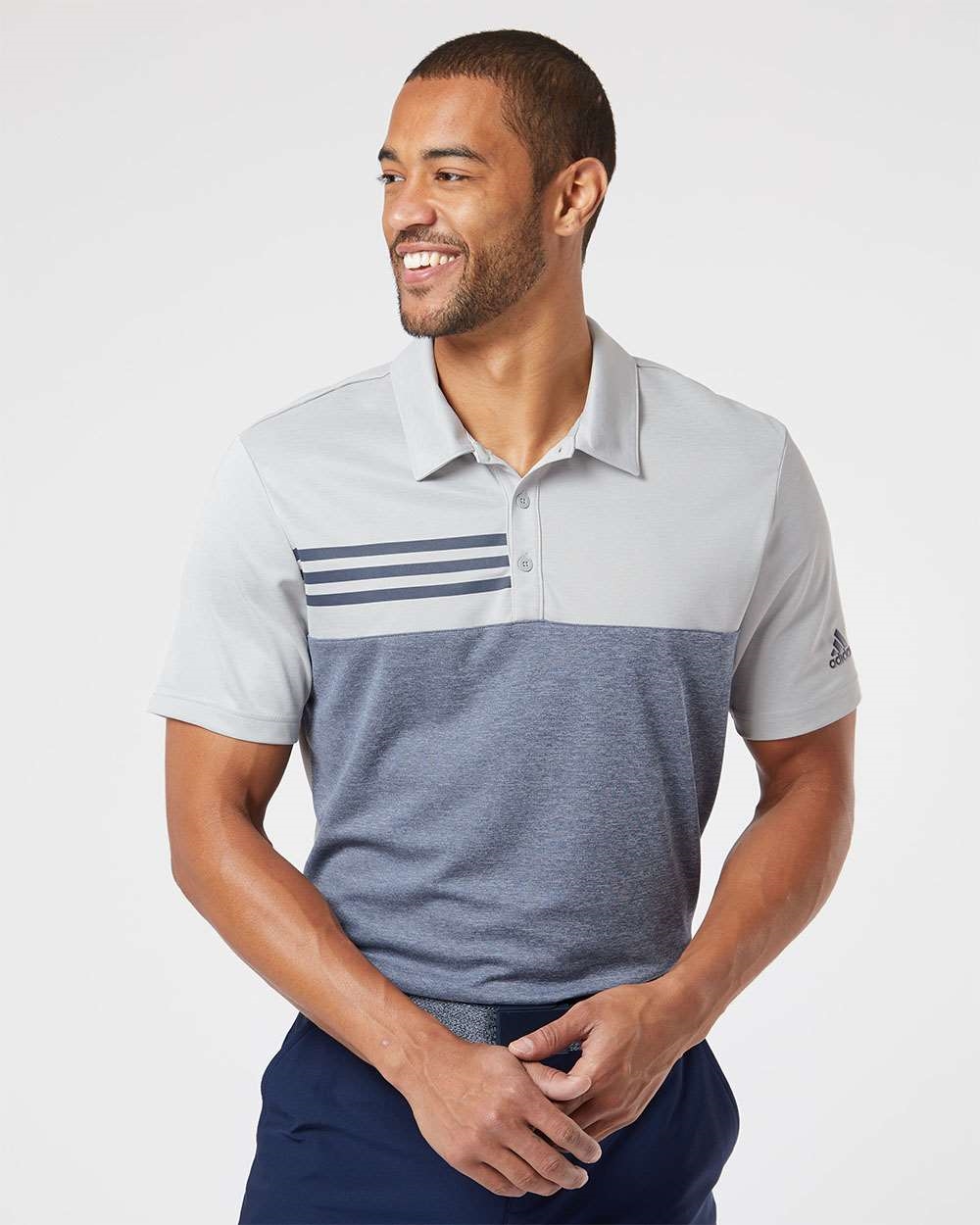 Golf Heather Colorblock 3-Stripes Polo Shirts